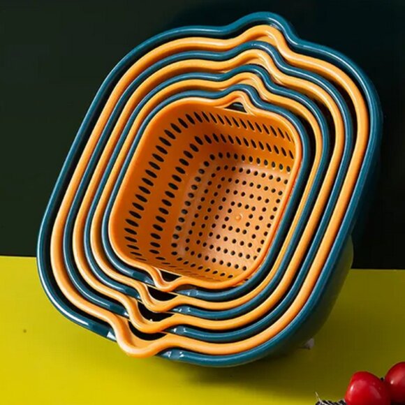Brand New - 6pcs Double Layer Plastic Colander Basket - Space-Saving Design - - Picture 1 of 3